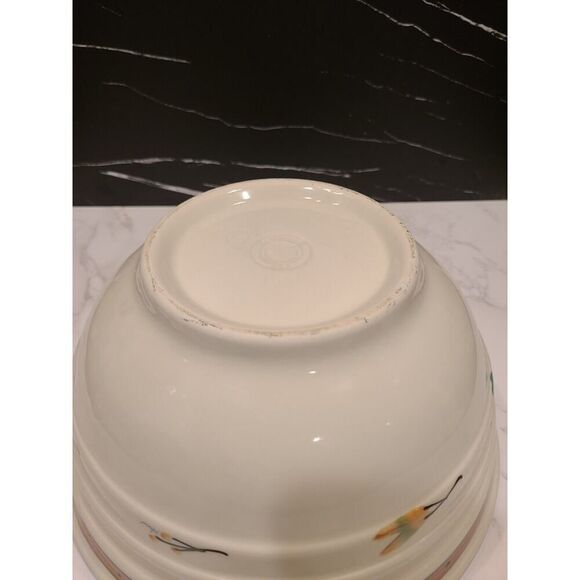 HARTSTONE Pottery 11.25" x 5½" Ribbed Mixing Bowl Woodland Pattern VTG 1981 USA - Picture 10 of 12